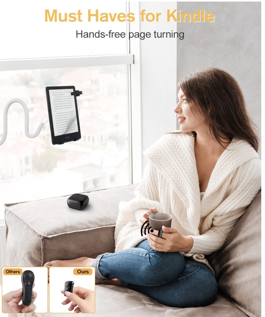 TikTok Télécommande Kindle APP Page Turner, Bluetooth Camera Enregistrement Vidéo à Distance, APP Remote Scrolling Ring Clicker, TIK Tok Scrolling Ring pour Téléphone Portable (Noir
