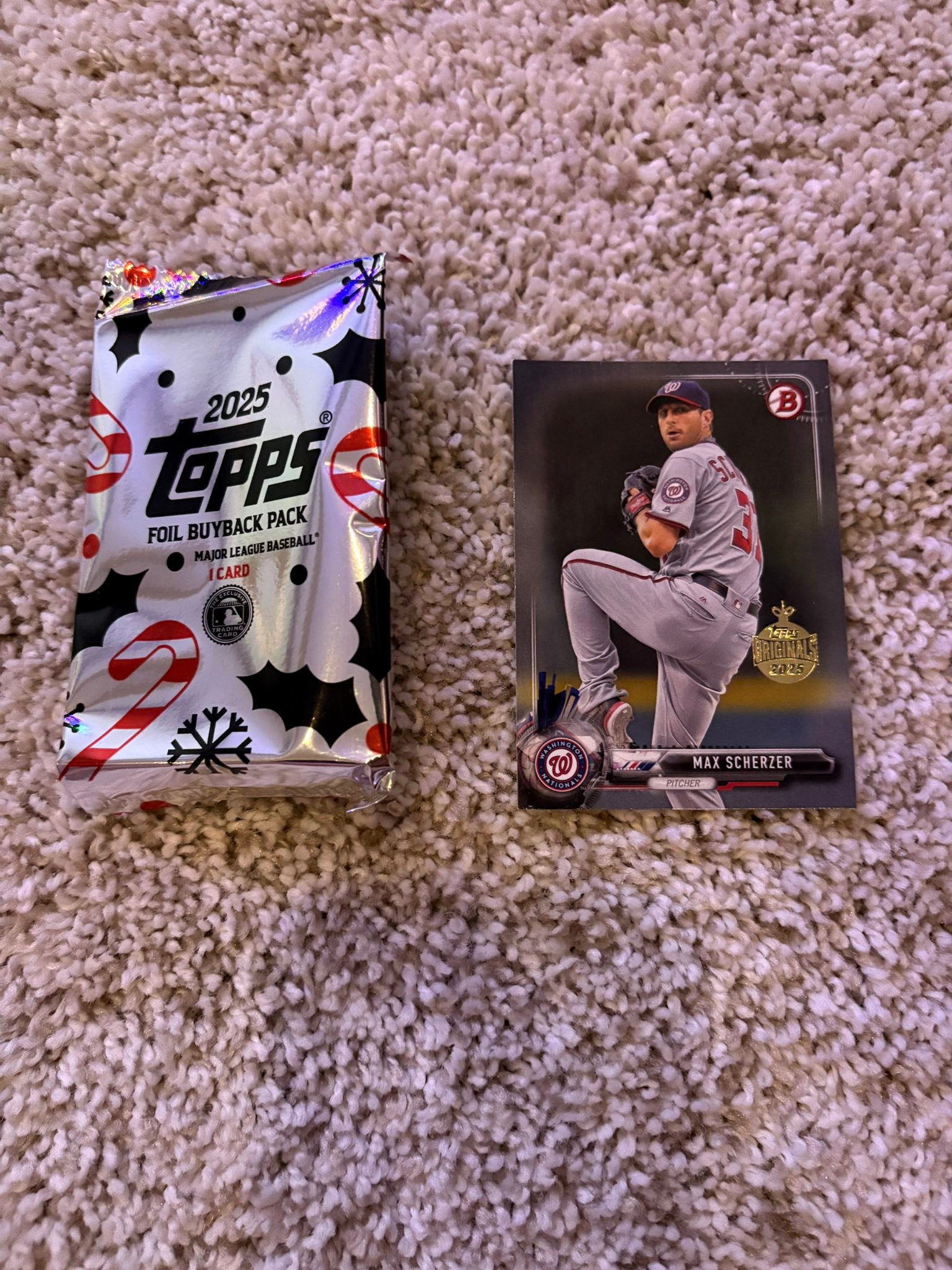 Topps foil buyback pack with Max Scherzer card