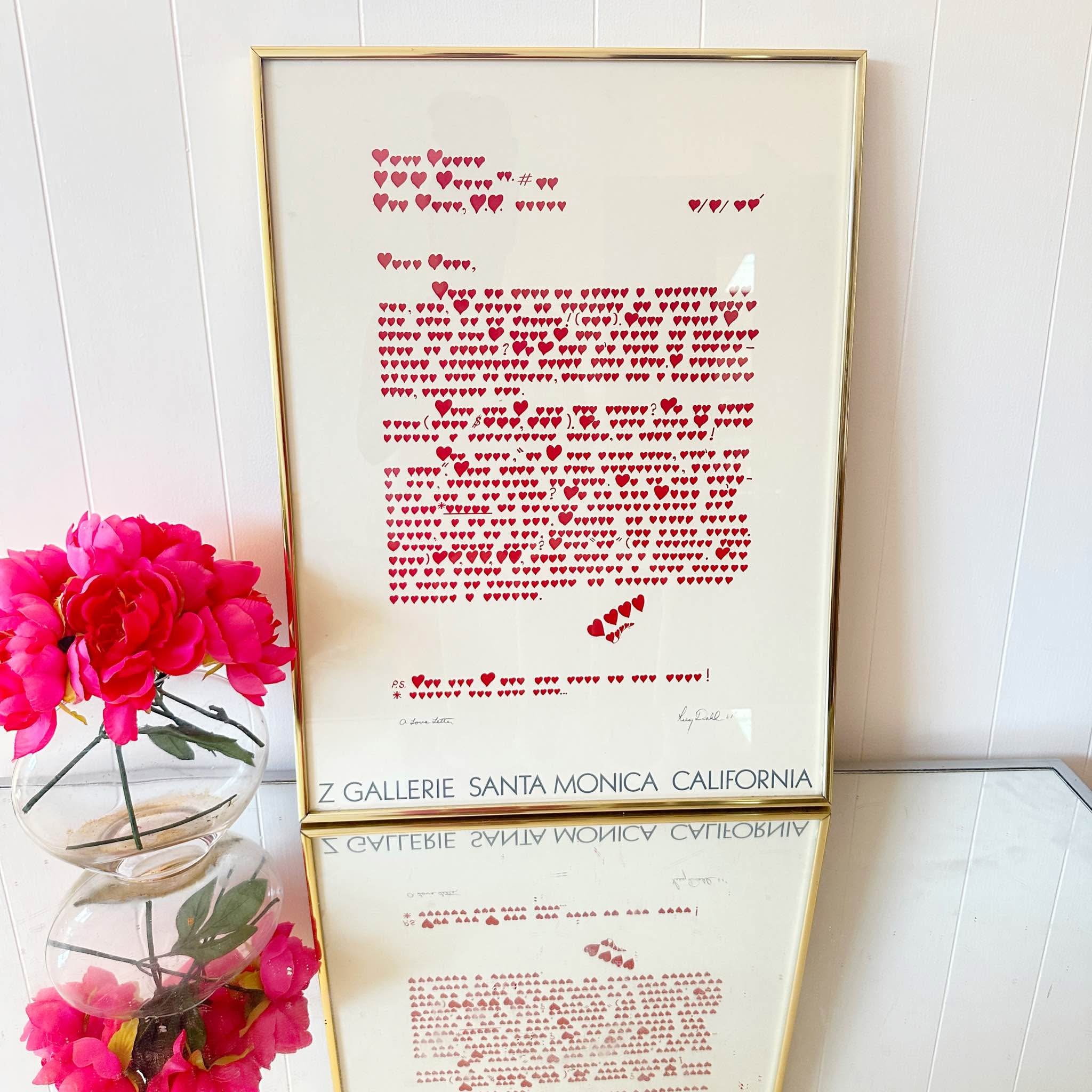 Rare Framed Greg Dahl 1981 Love Letter Art Piece for Sale