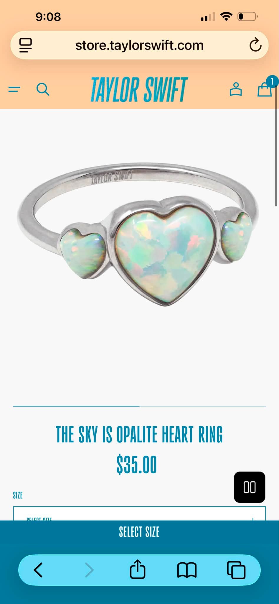 Is the Opalite ring from Taylor Swift's website missing engraving?