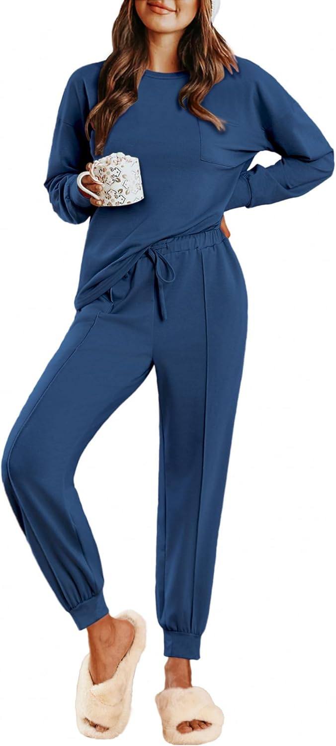 Super Cozy 2-Piece Jogger Pajama Set For Women — Long Sleeve Lounge Wear, Matching Sweatsuit For Relaxing Or Casual Wear