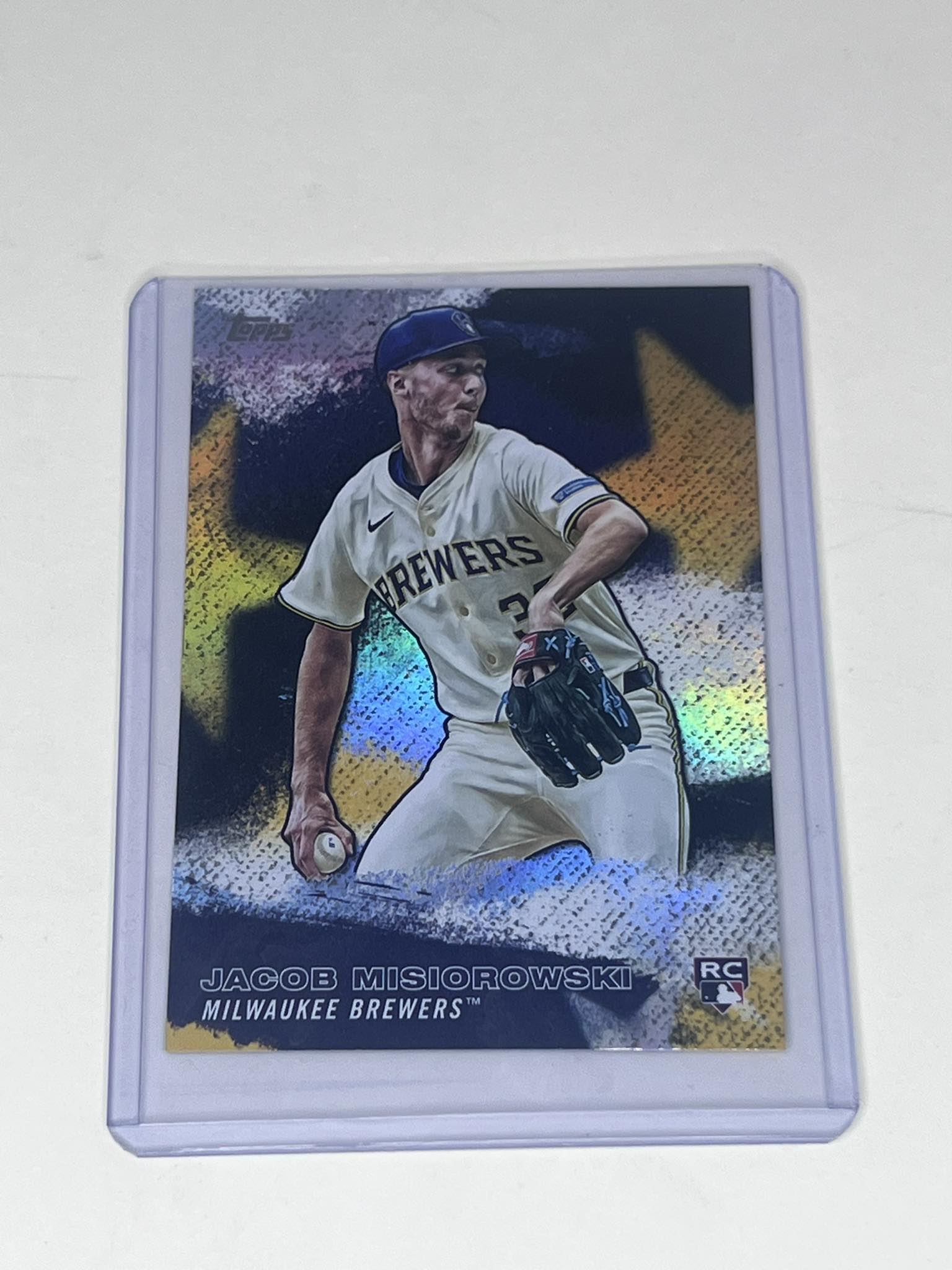 Jacob Misiorowski trading card with game-used ball relics