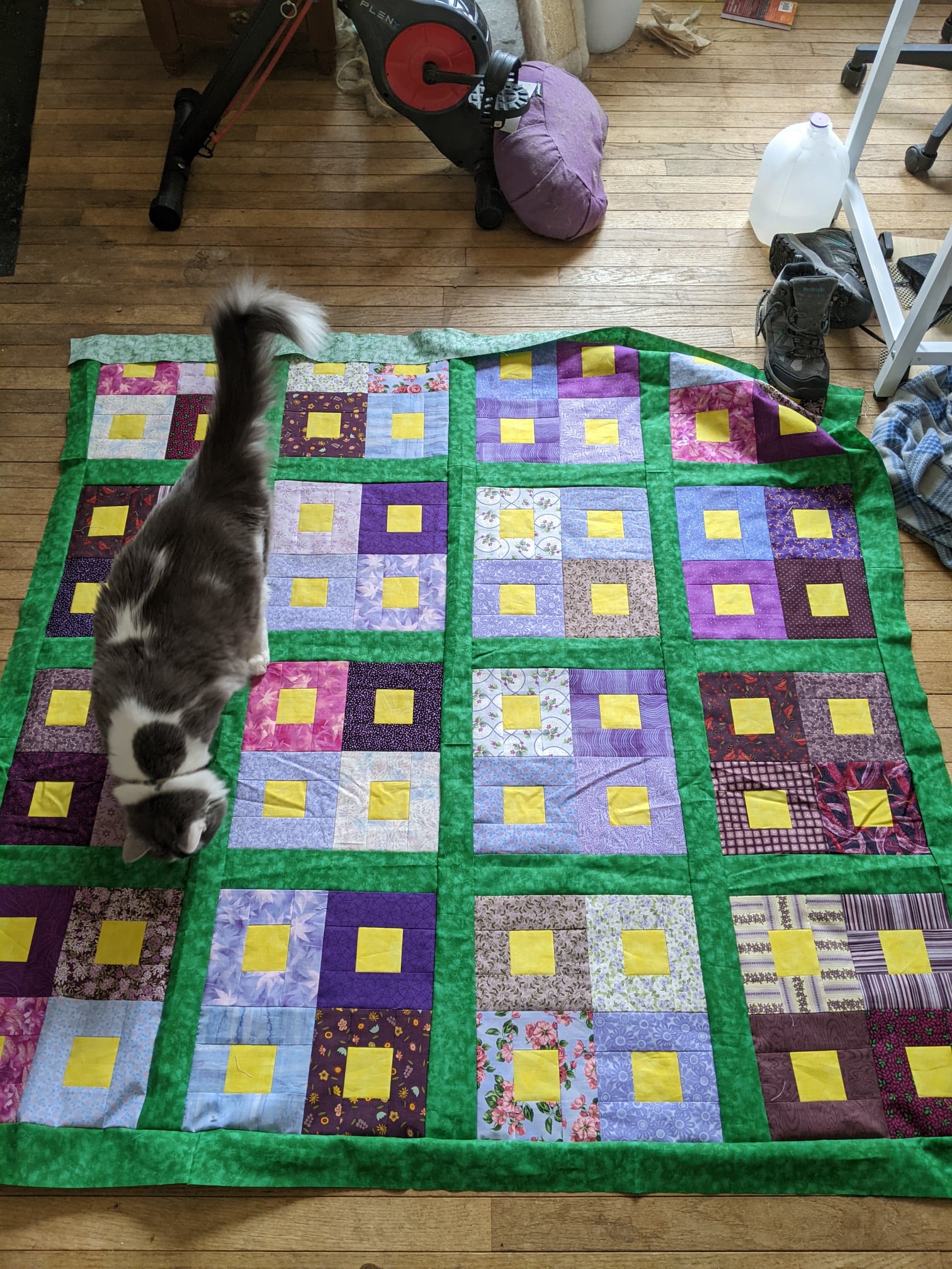 Hanging Gardens quilt with Essence of Pearl purple jelly roll