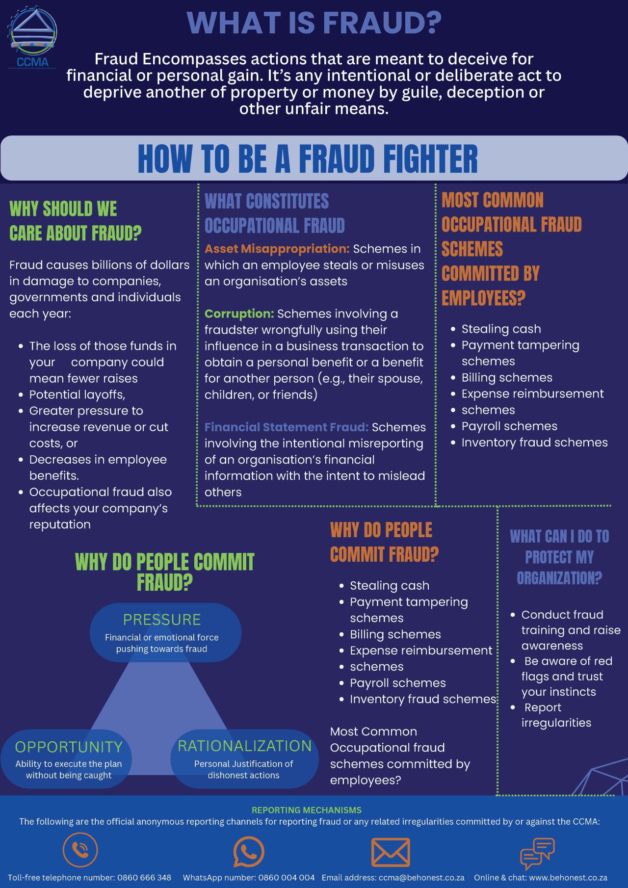 CCMA - What is Fraud? Fraud Encompasses actions that are meant to ...
