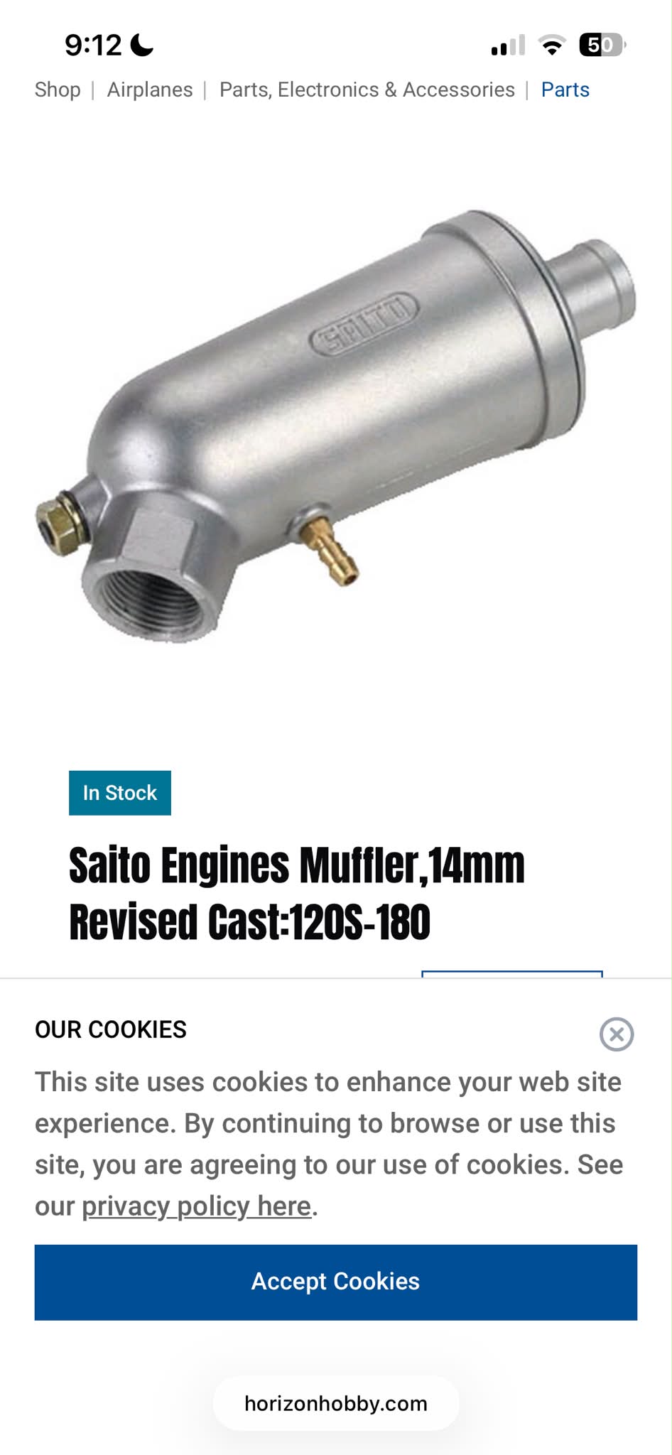 Added an exhaust extension to the Saito muffler.
