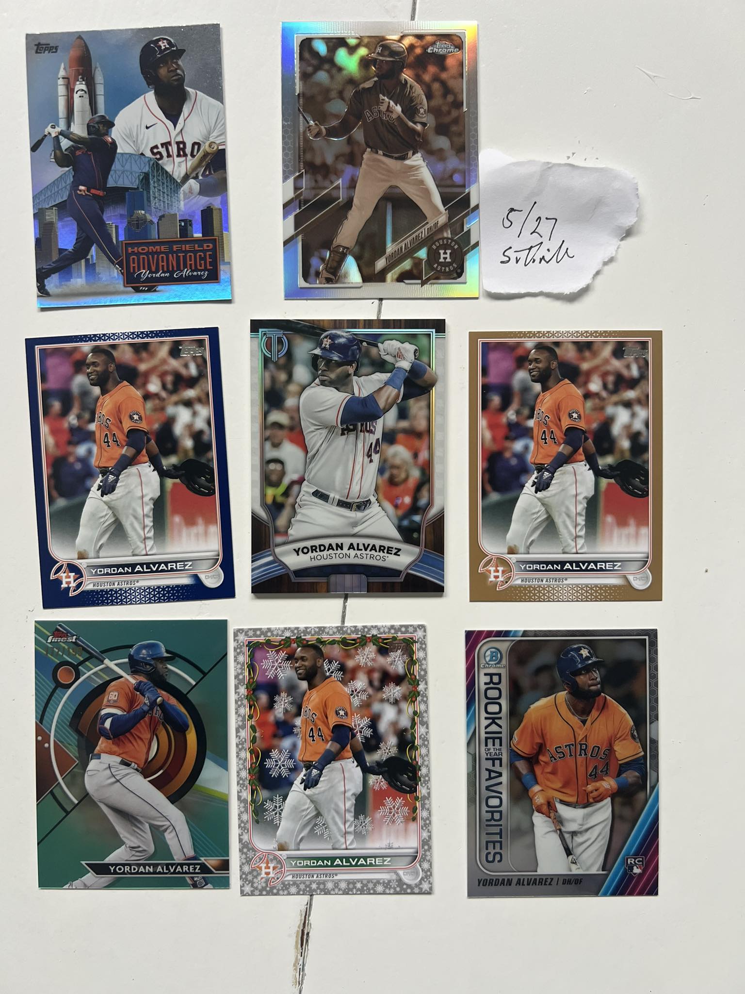 Yordan Alvarez baseball card collection with Negative Refractor 
