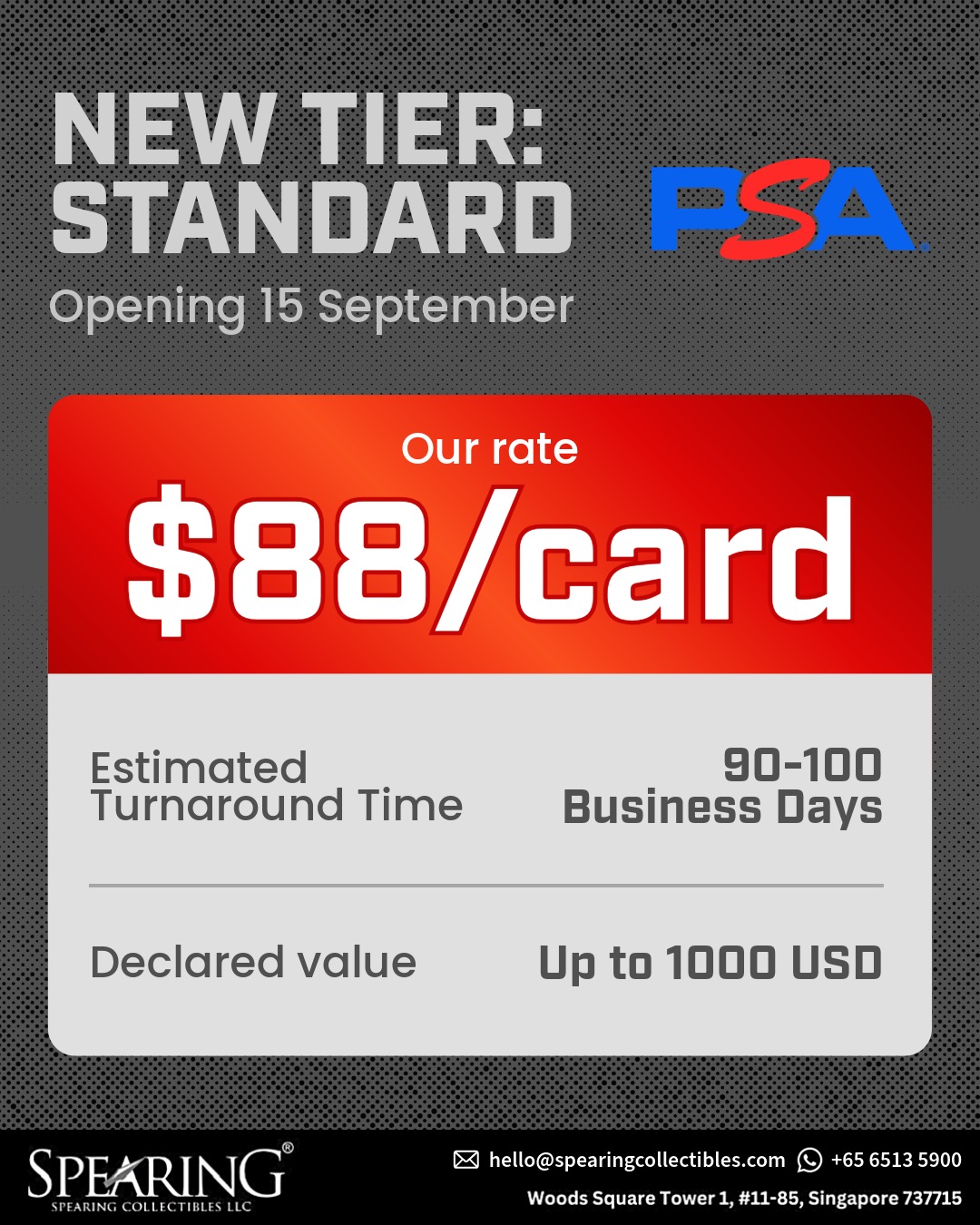 PSA introduces Standard tier for $88/card, opening September 15