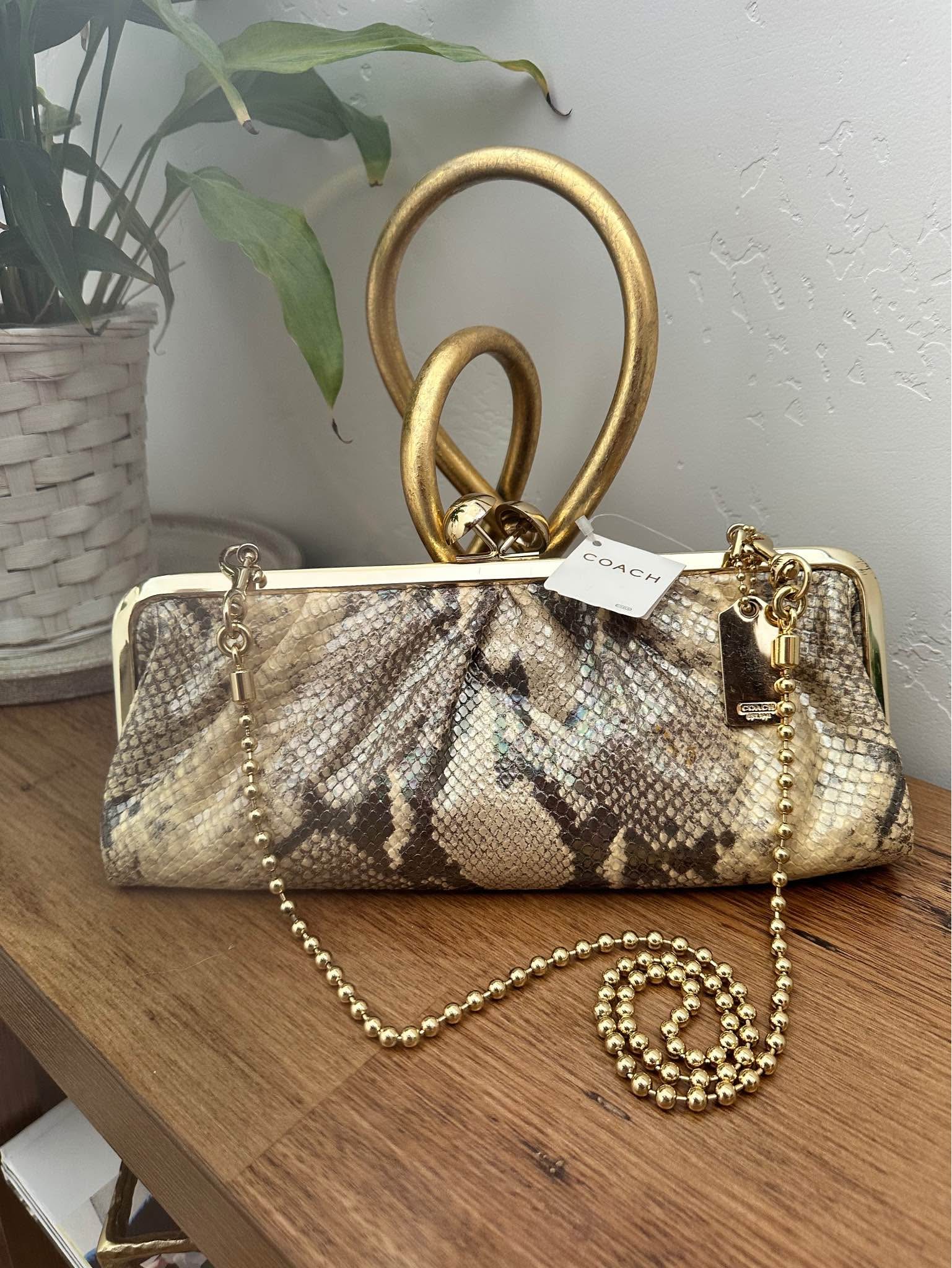 Coach 1941 Amanda Darcy Kisslock Chain Clutch Python 13713 