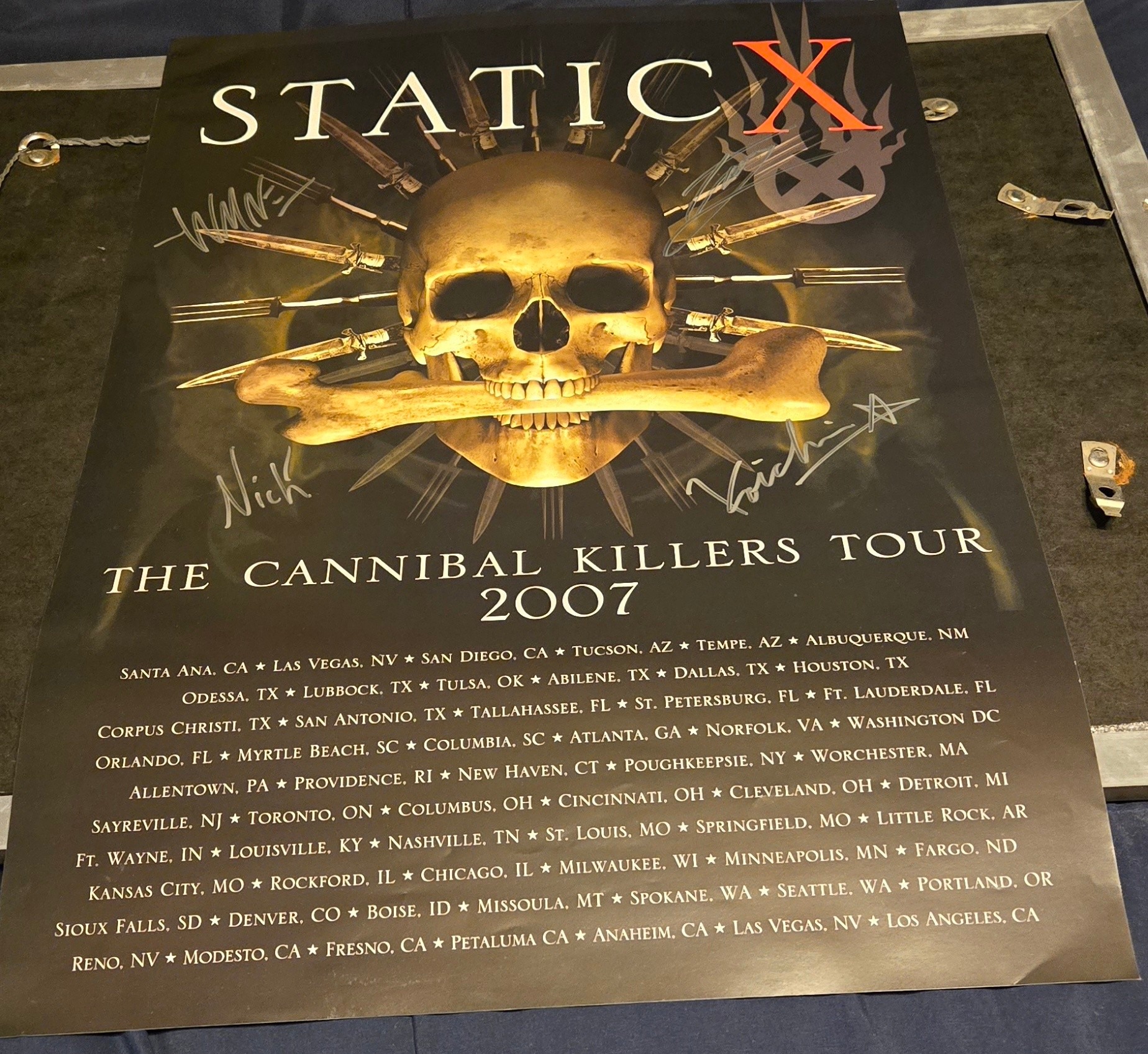 Signed Static-X poster from 2007 tour