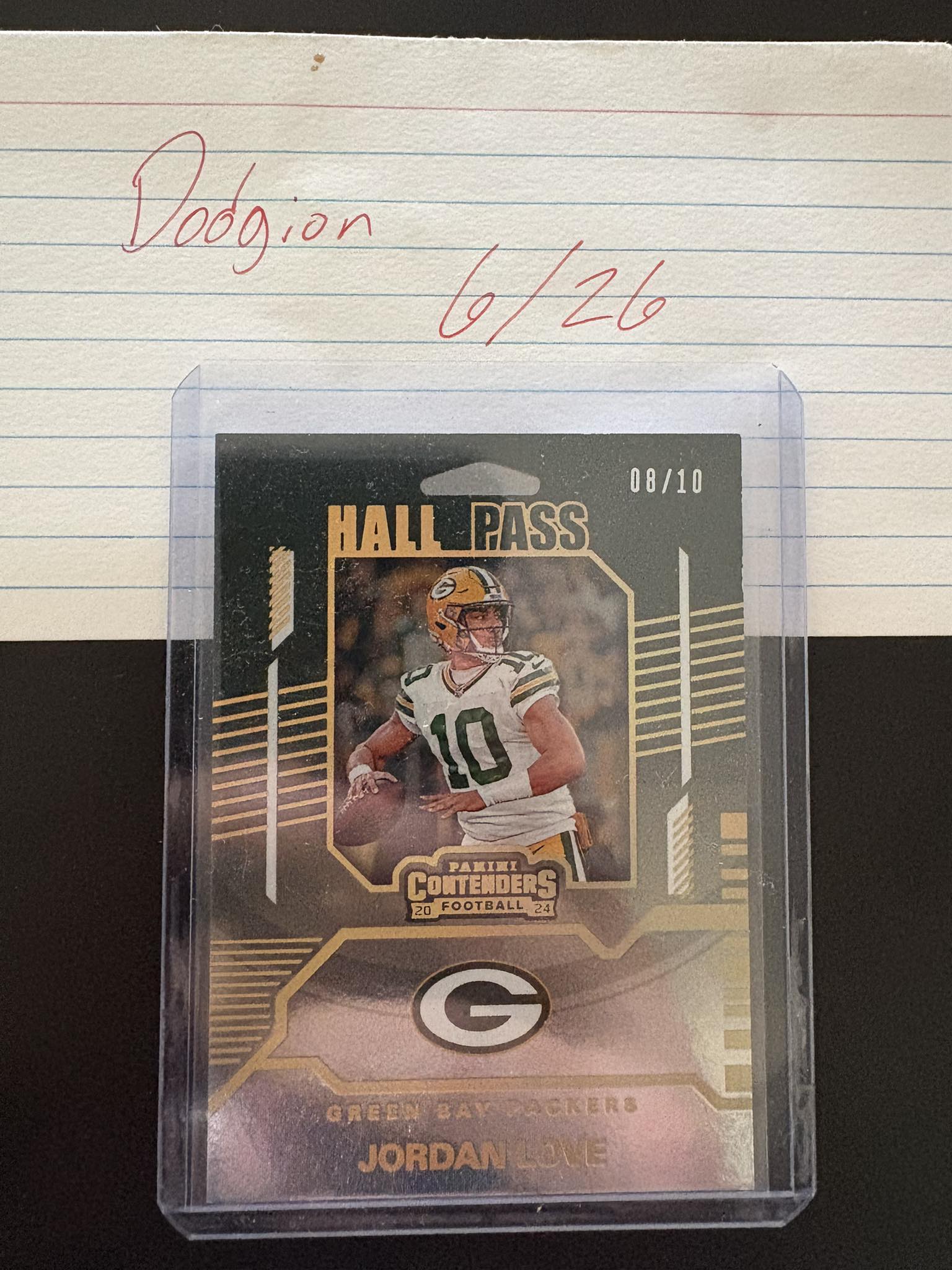 2024 Panini Contenders Jordan Love Hall Pass Gold SSP 08/10 130 