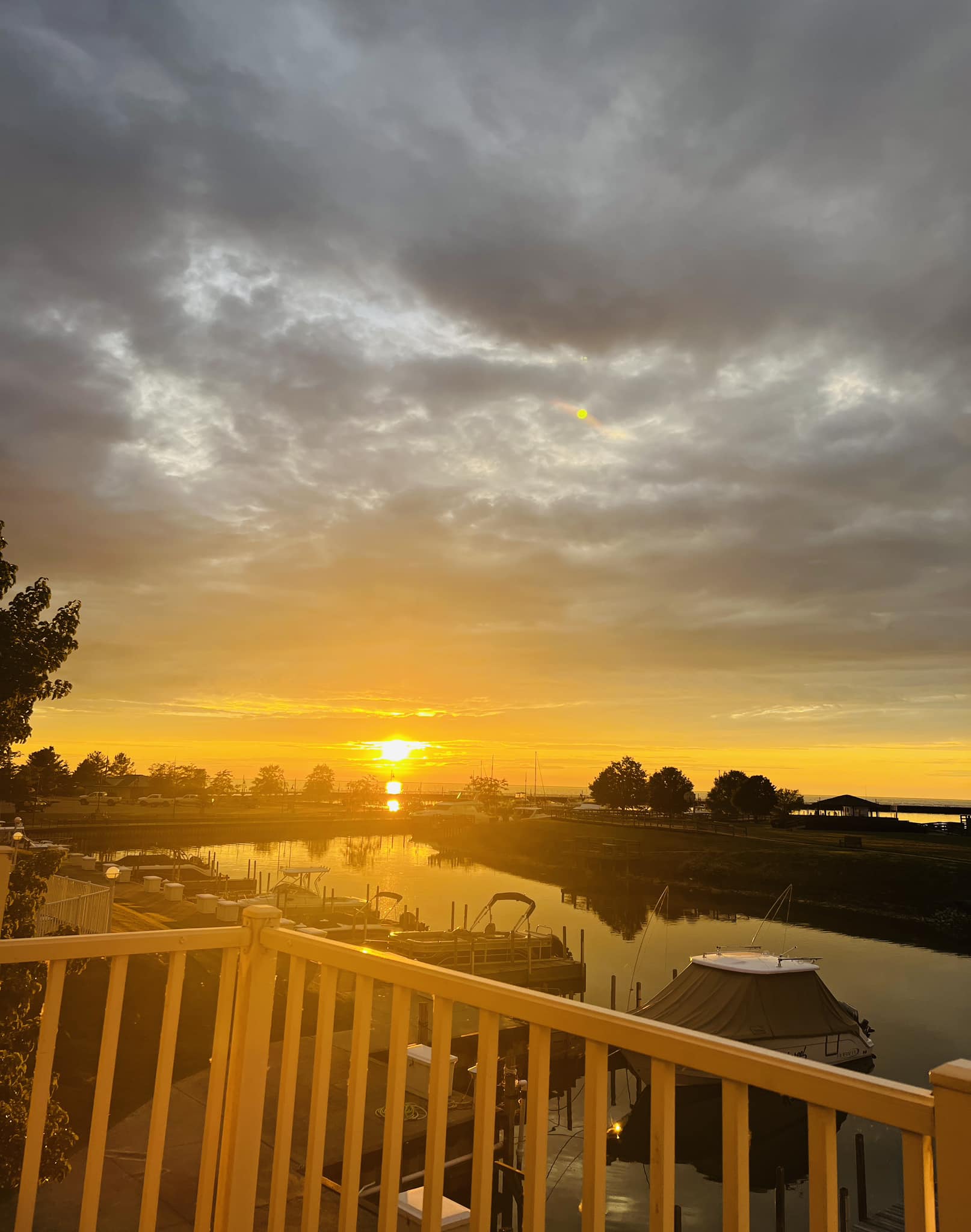 Golden hour at the lake house. ✨🏡🌅