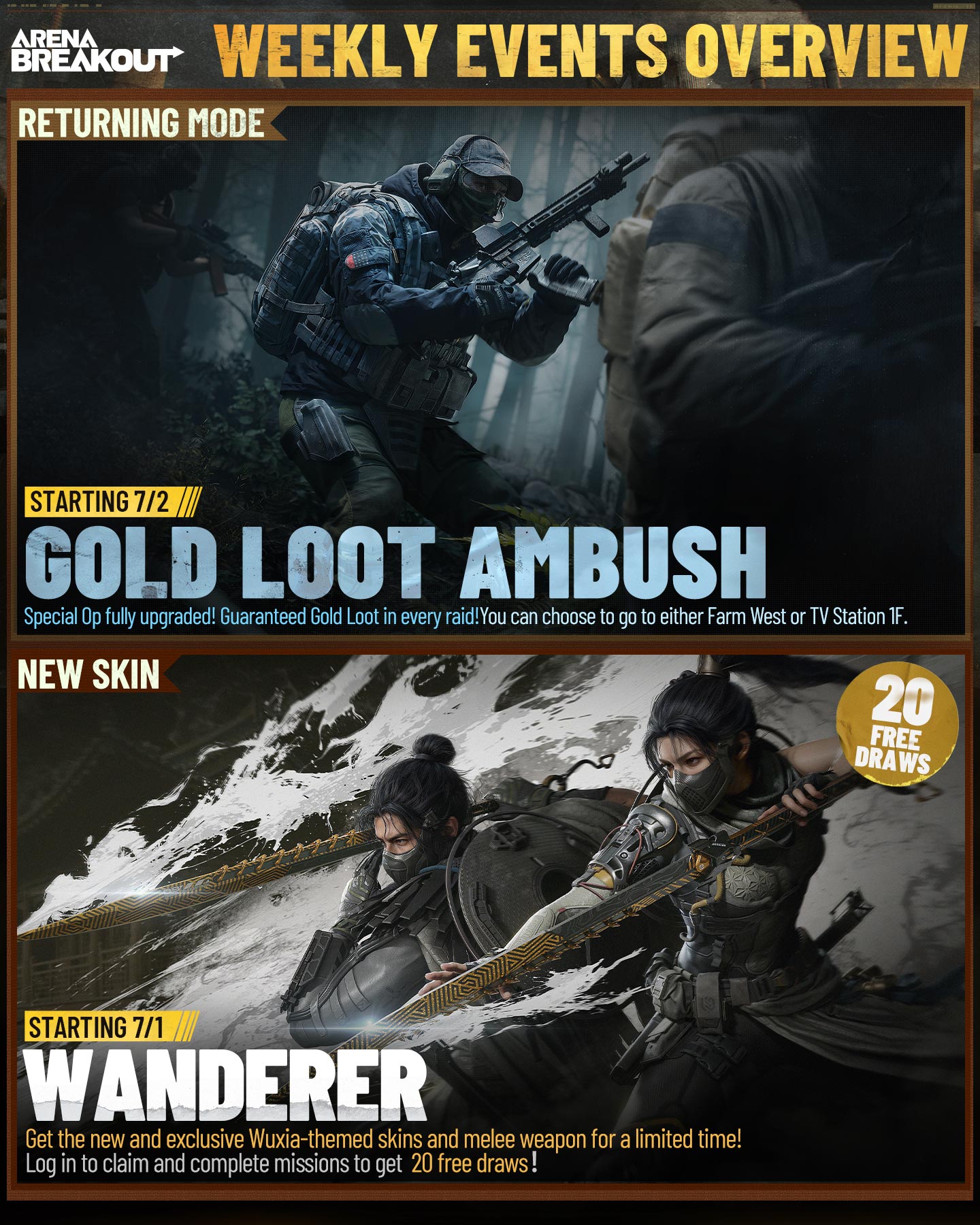 WEEKLY HIGHLIGHTS Special Op fully upgraded! Guaranteed Gold Loot