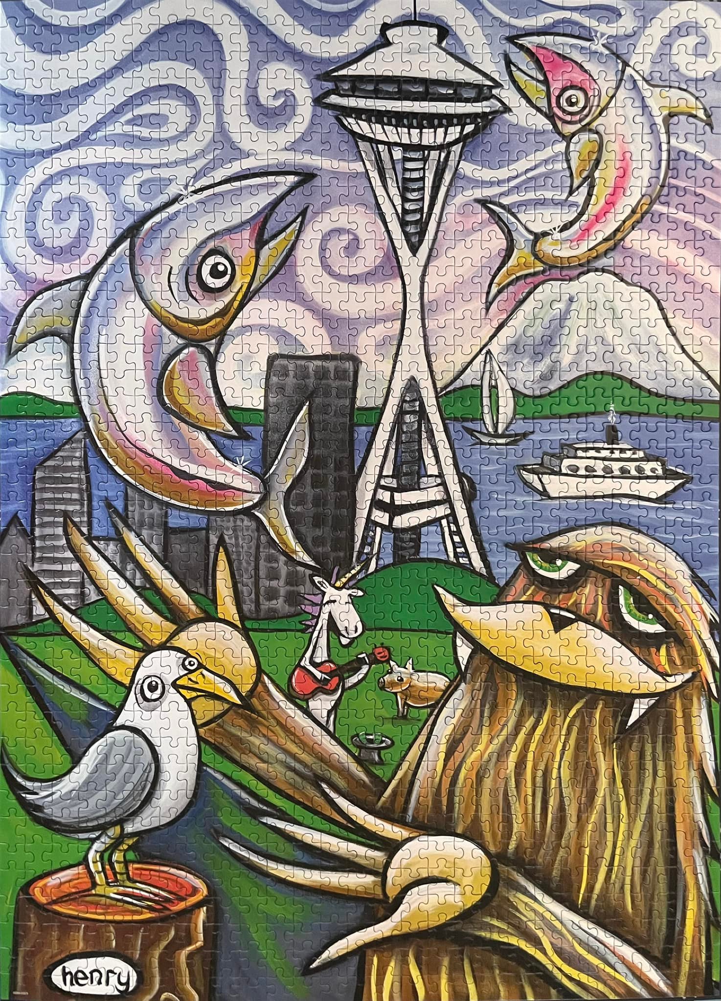 Seattle Marina Harbor USA Wooden Jigsaw Puzzle – 1000 Piece Travel Souvenir & Decor