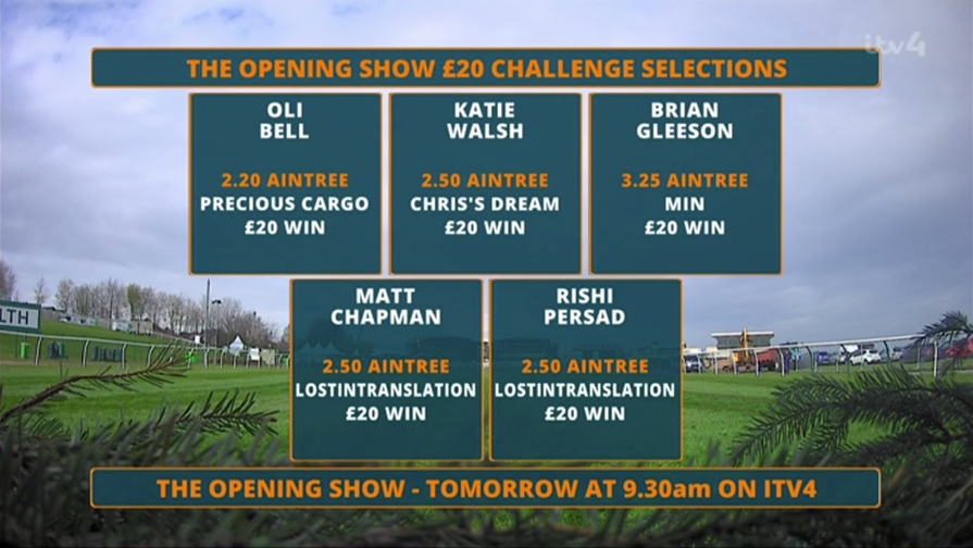 ITV Racing - Here's what #TheOpeningShow team have opted for in today's ...