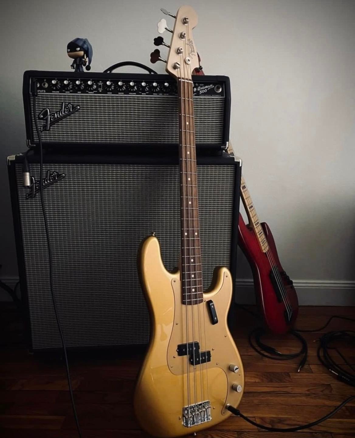A 1981 Fender Precision in Aztec gold metallic finish, a custom