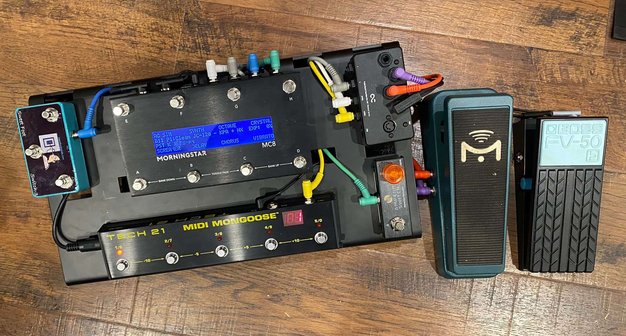 Morningstar MC6 and MC8 guitar setup with midi control
