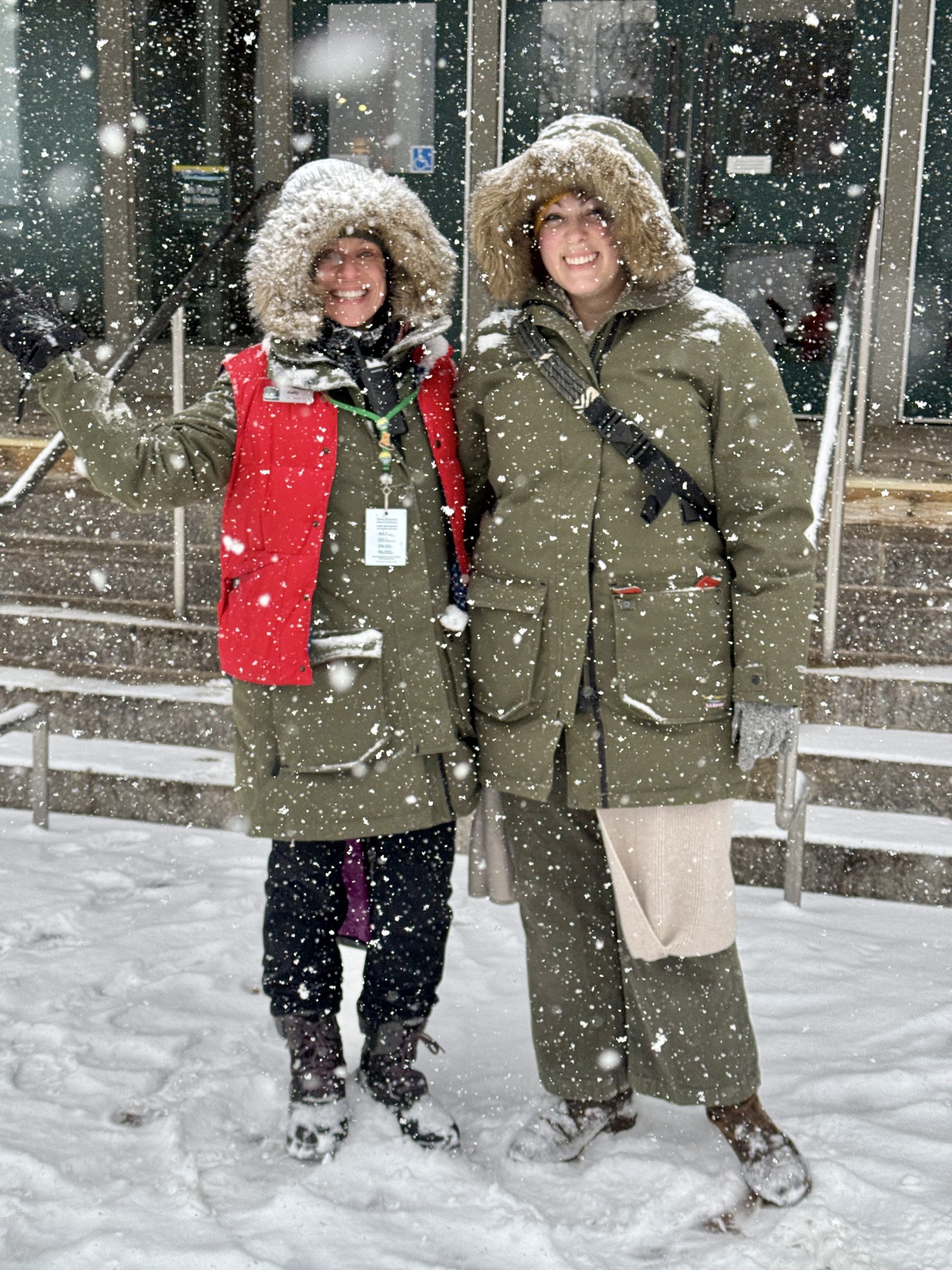 Snowy and cold?! Snow problem says this dynamic duo, Kelly (L.L. 