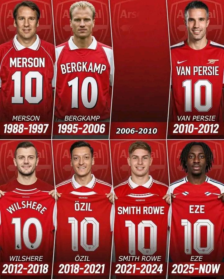 Who wore jersey number 10 for Arsenal from 2006 to 2010?