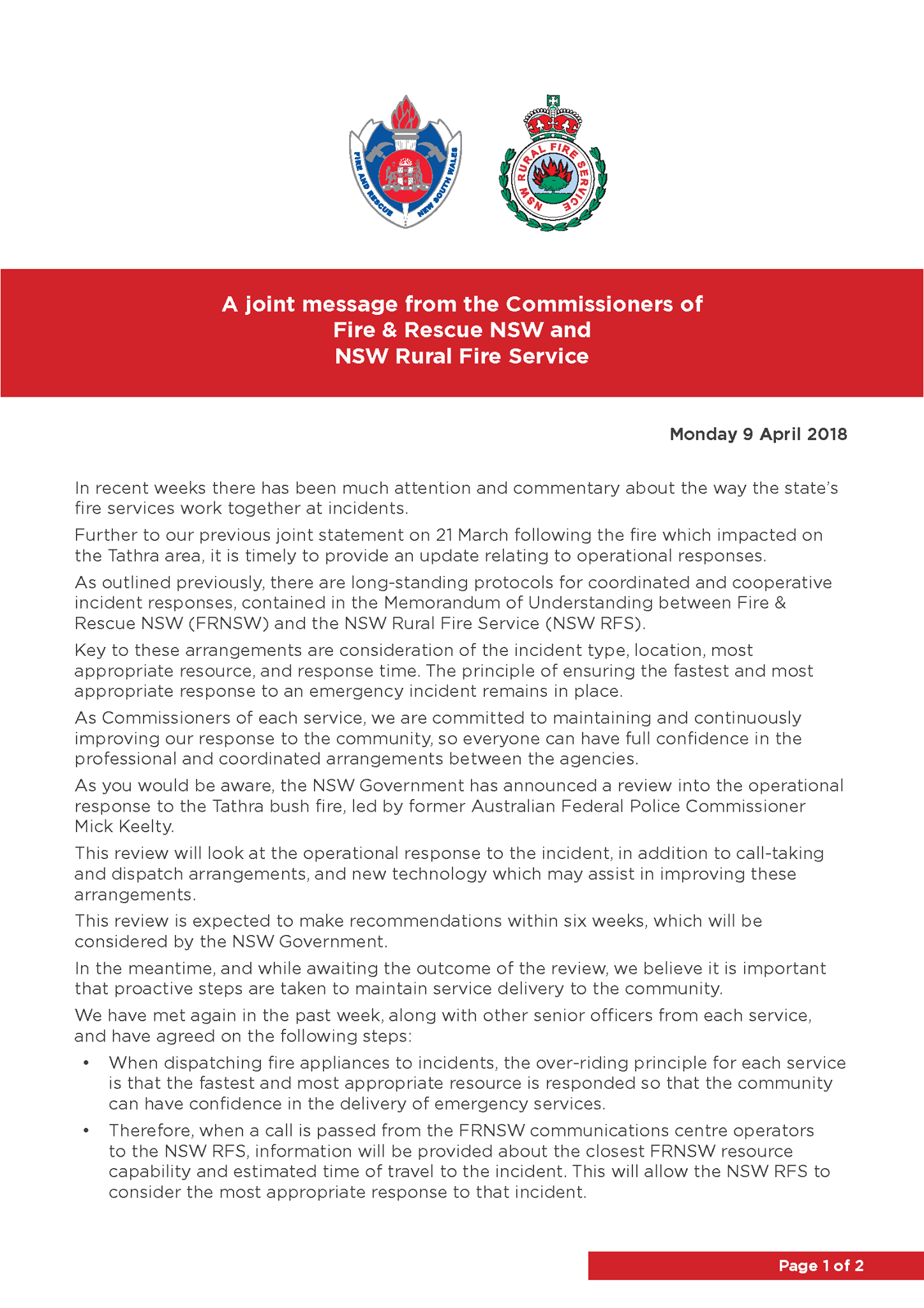 NSW RFSA - STATEMENT: The NSW RFS Commissioner and FRNSW... | Facebook