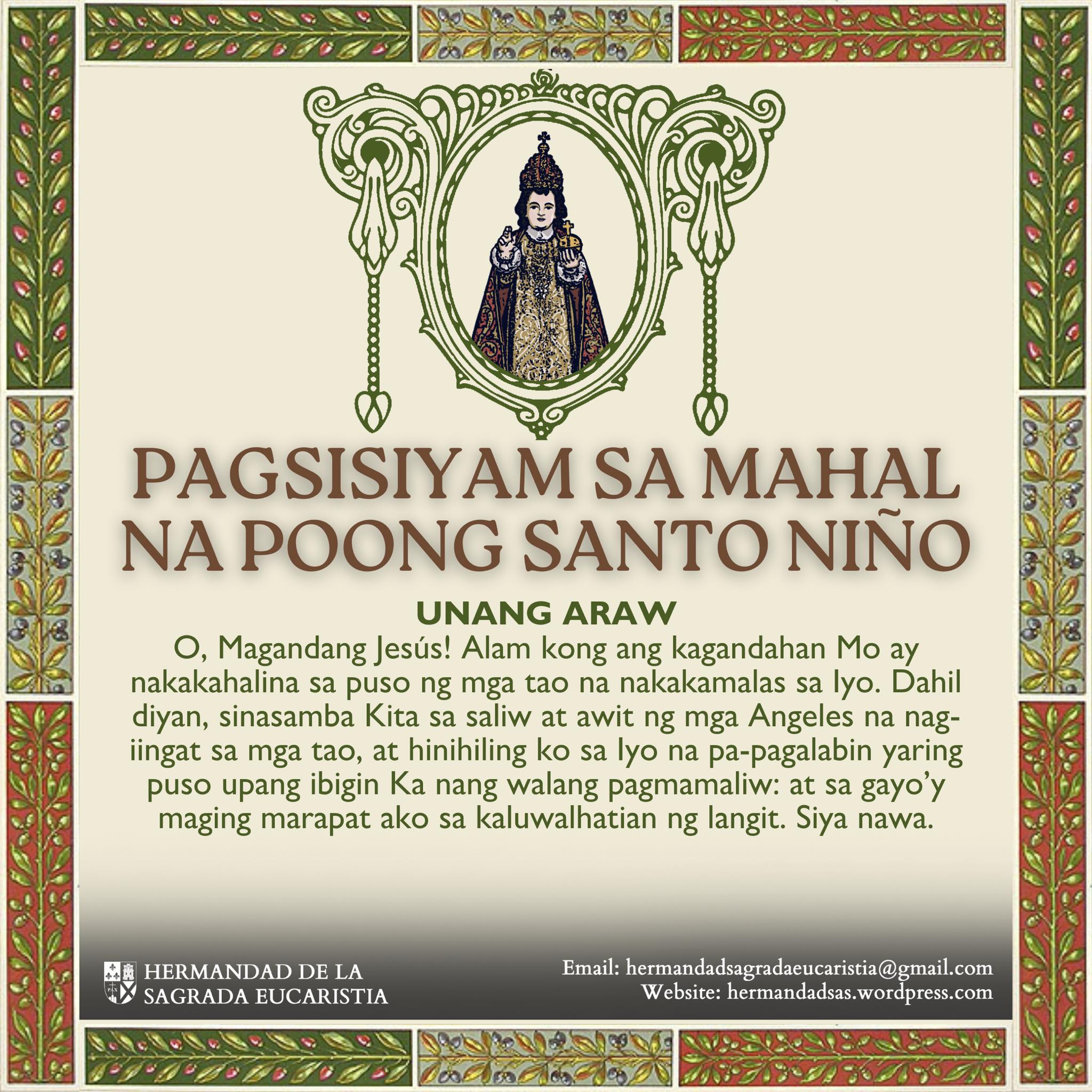 Hermandad - PAGSISIYAM SA MAHAL NA POONG SANTO NIÑO SIMULA Ang Tanda ...