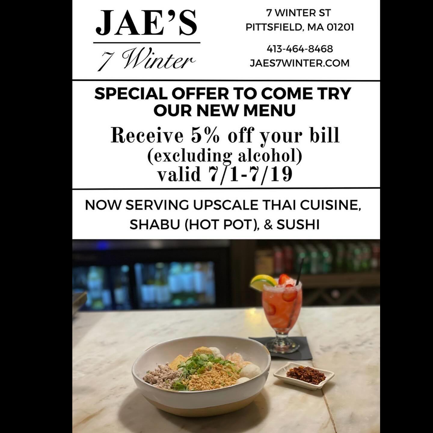 Jae's - SPECIAL OFFER at our sister restaurant Check out the NEW MENU ...