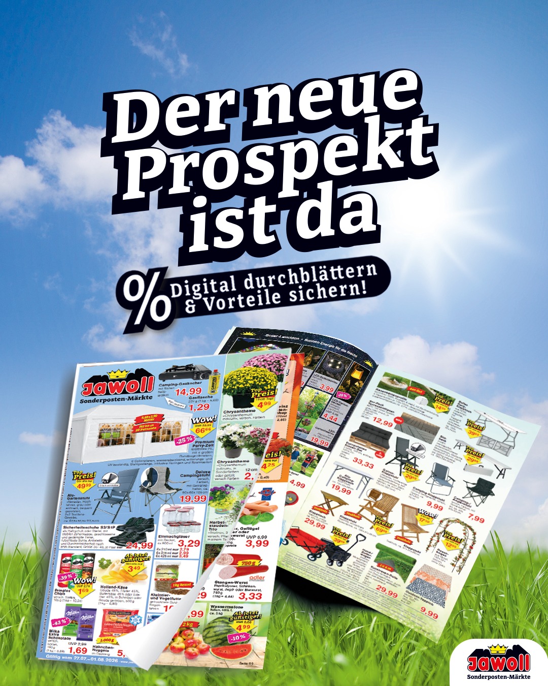 Die neuen Wochenangebote sind da! ☀️💛 Ob für Garten, Terrasse, Freizeit oder den Alltag zu Hause – in unserem aktuellen Prospekt findest du wieder viele praktische Artikel und echte Jawoll-Schnäppche