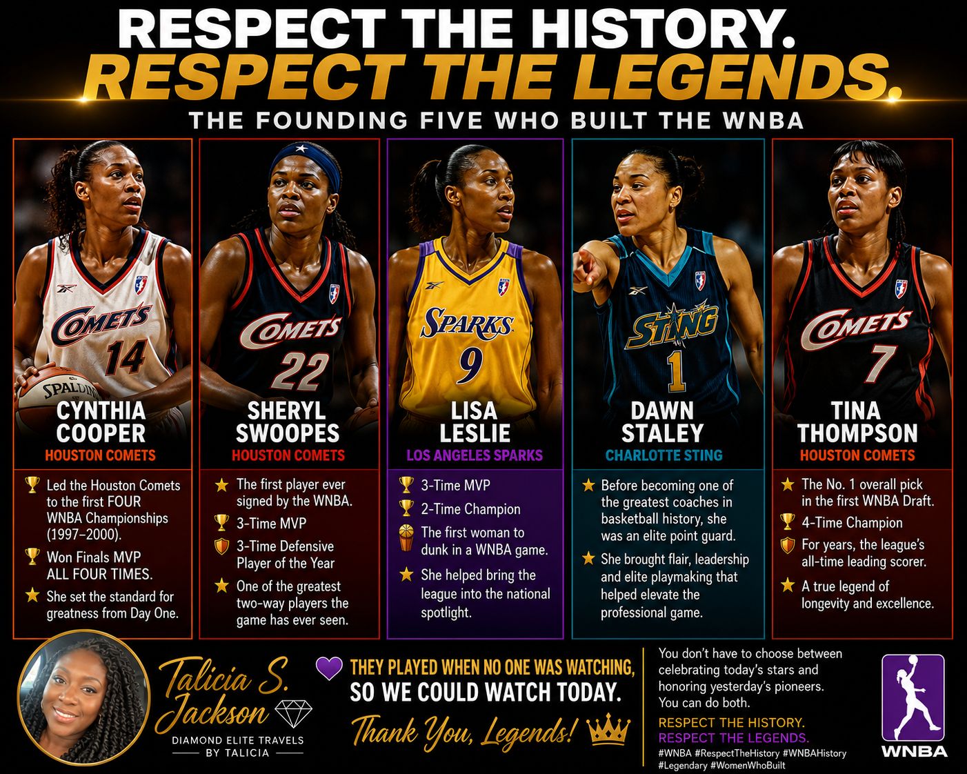 WNBA legends Sheryl Swoopes and Tina Charles Saturday at the WNBA