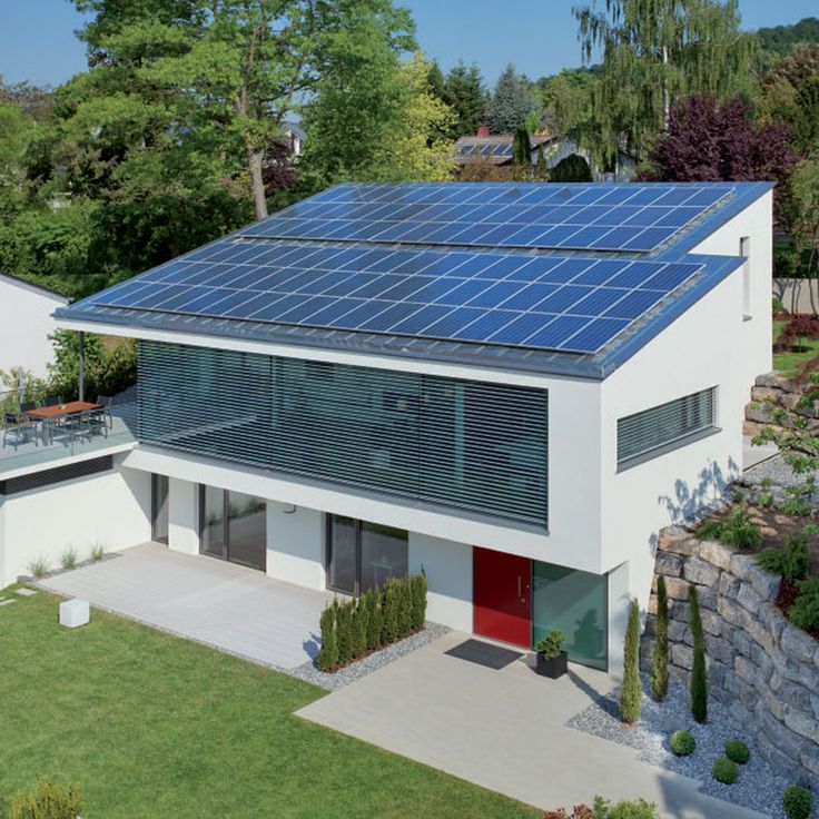 Civil - a modern residential building equipped with a solar panel ...