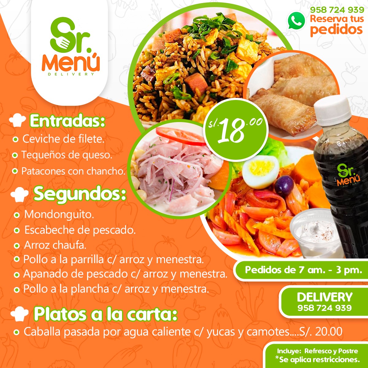 Sr. Menú Delivery - MENÚ DEL DÍA‼️ 🍽👨‍🍳 Disfruta este LUNES de esta ...