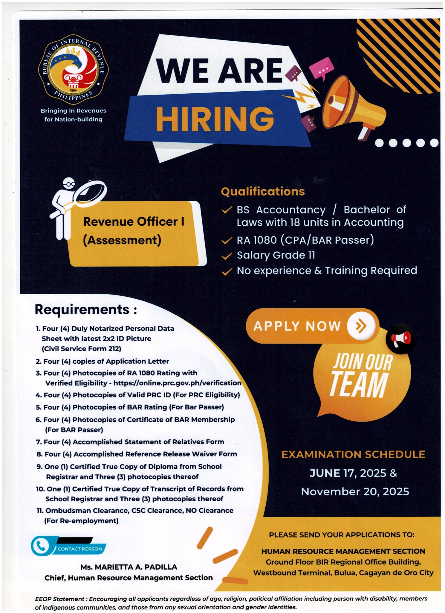 PICPA - 📢 Bureau of Internal Revenue is HIRING! Looking to start your ...