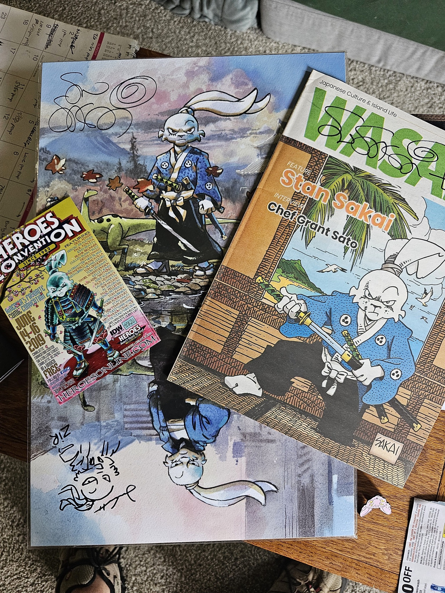 ひーろー How to display a Stan Sakai poster and Wasabi magazine