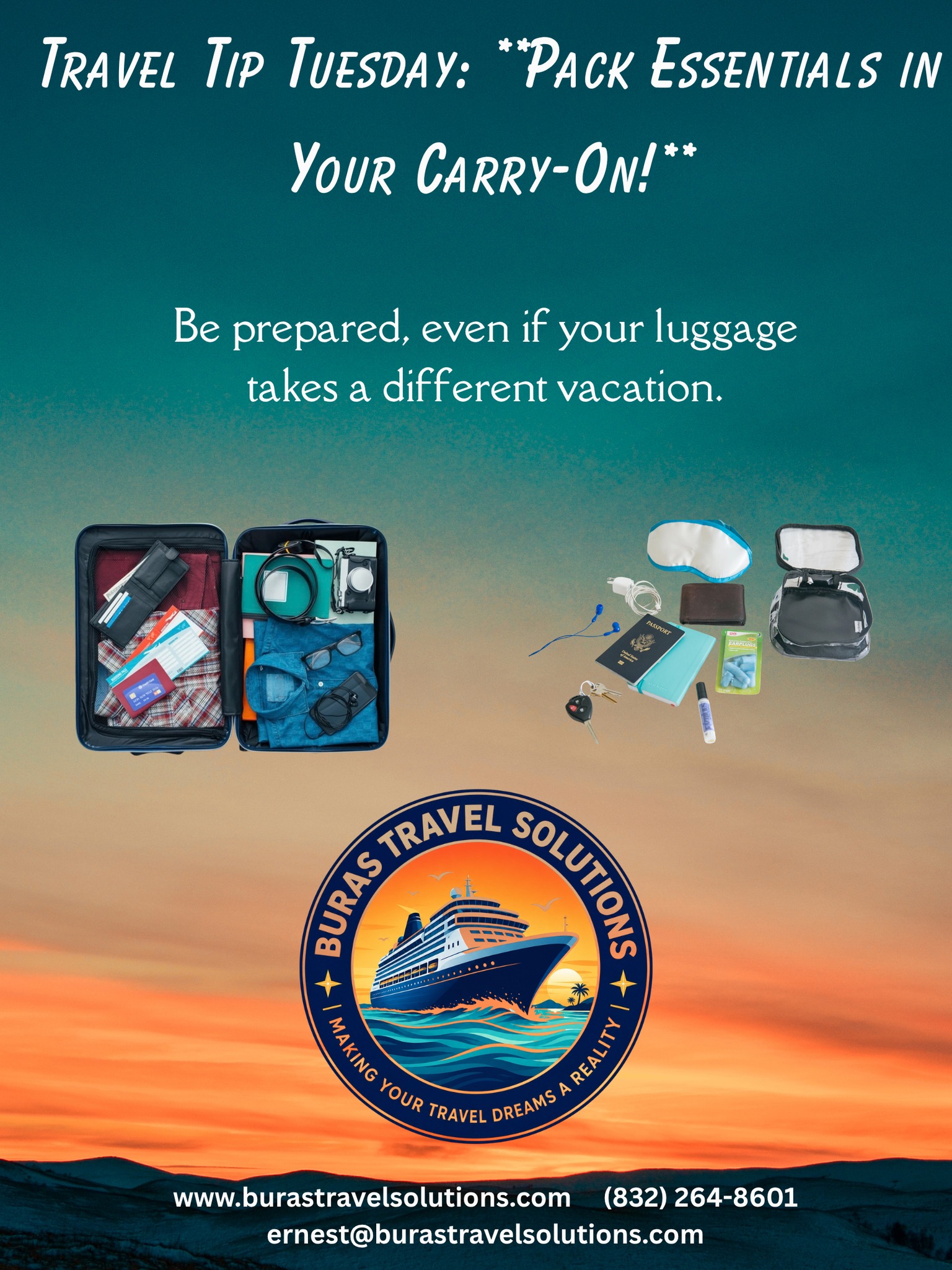 Pack essentials in carry-on for stress-free travel