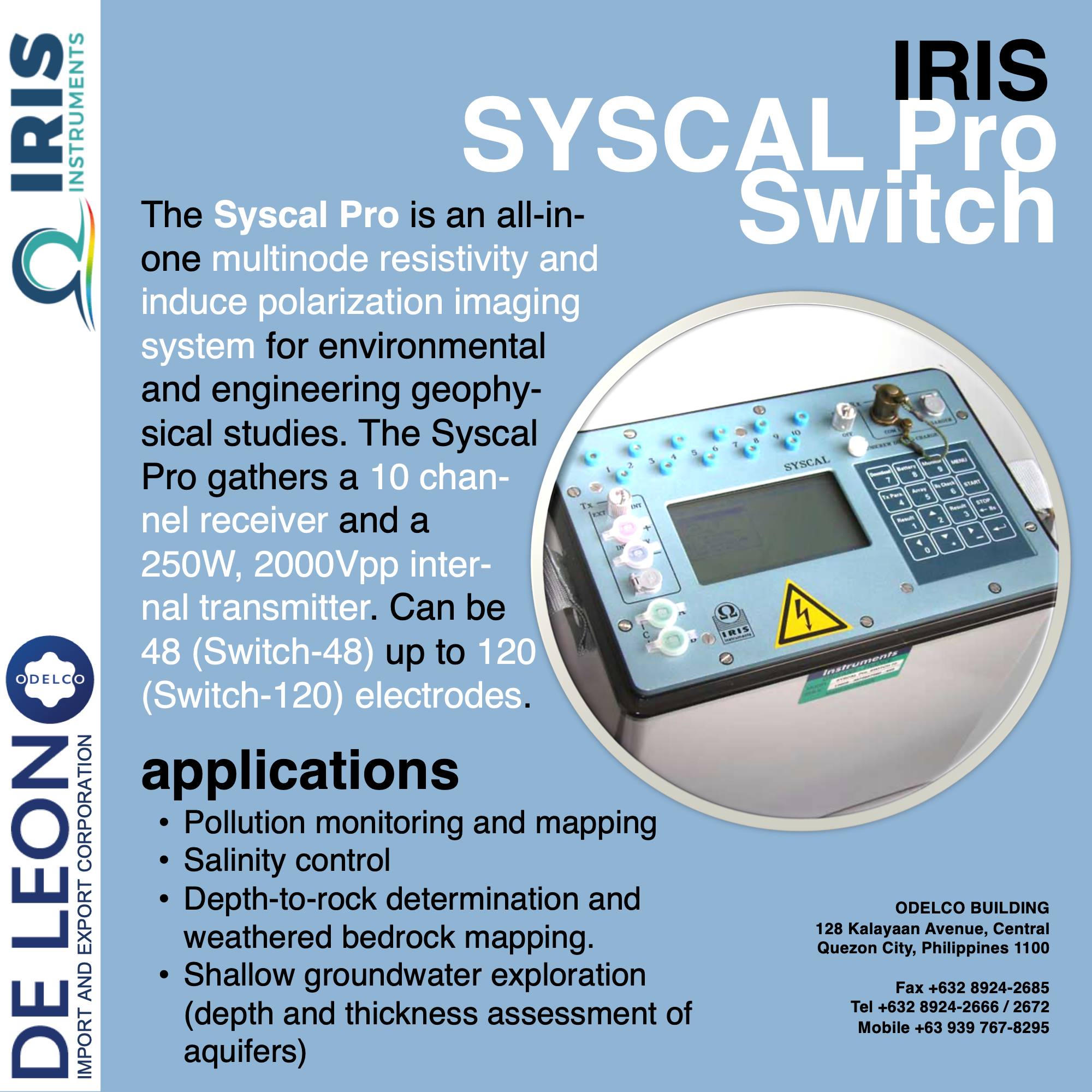 De - IRIS Syscal Pro Switch Main Features: - TEN SIMULTANEOUS CHANNELS ...