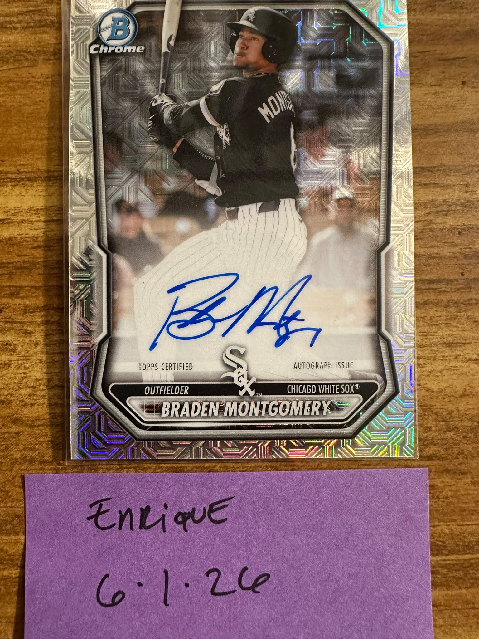 Braden Montgomery Bowman Chrome auto baseball card for sale