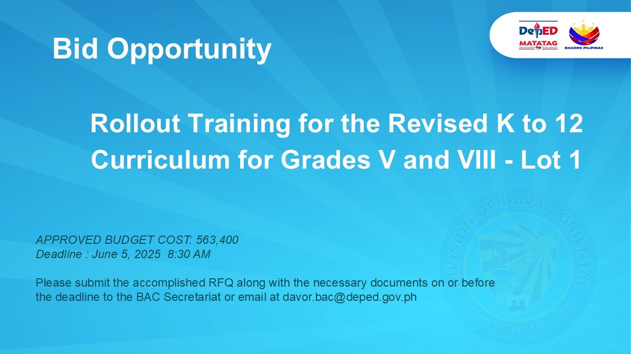 DepEd - Rollout Training for the Revised K to 12 Curriculum for Grades ...