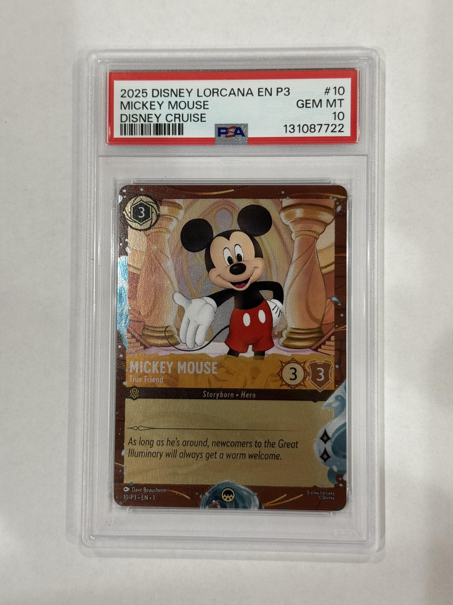 PSA 10 Brave Little Prince Mickey Mouse Lorcana card for sale