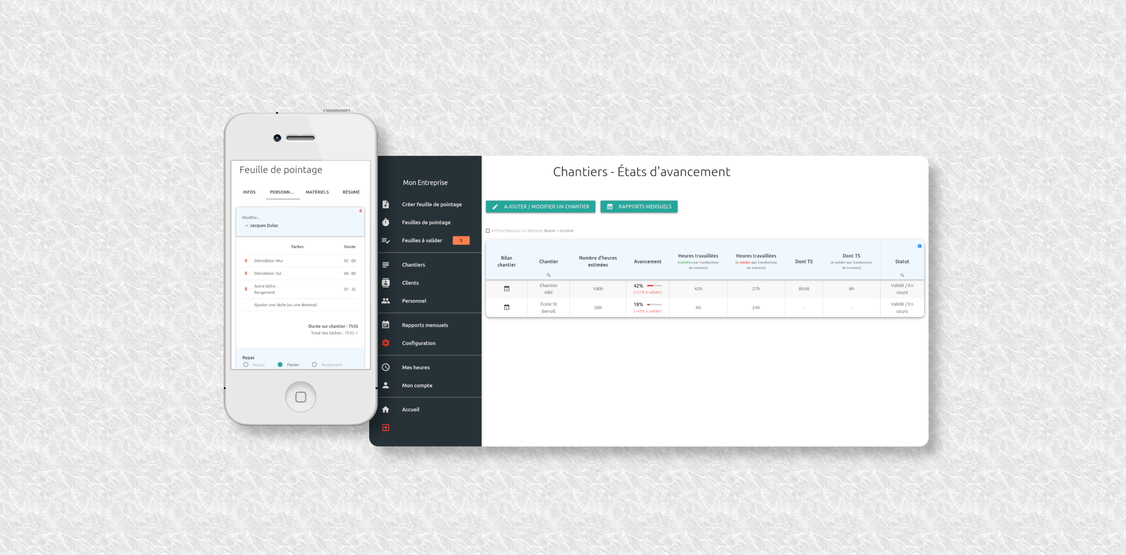 Démo en ligne : BTP - 𝐟𝐞𝐮𝐢𝐥𝐥𝐞 𝐝𝐞 𝐩𝐨𝐢𝐧𝐭𝐚𝐠𝐞 𝐧𝐮𝐦𝐞́𝐫𝐢𝐪𝐮𝐞
