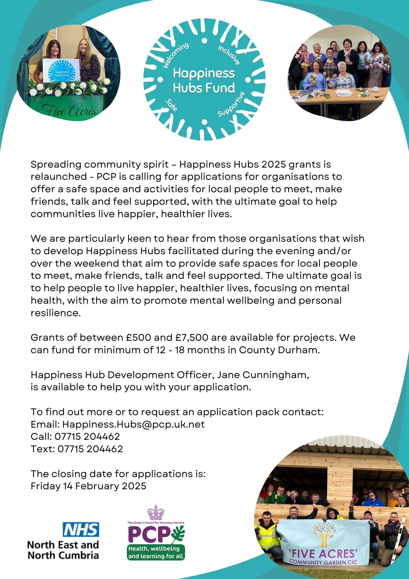Pioneering - We are pleased to announce that the Happiness Hubs grant ...
