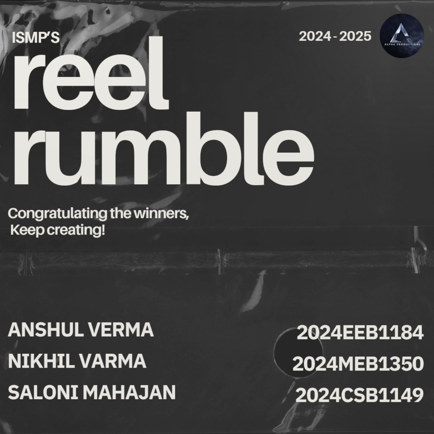 🎬 Reel Rumble Winners... - Alpha Productions,IIT Ropar | Facebook