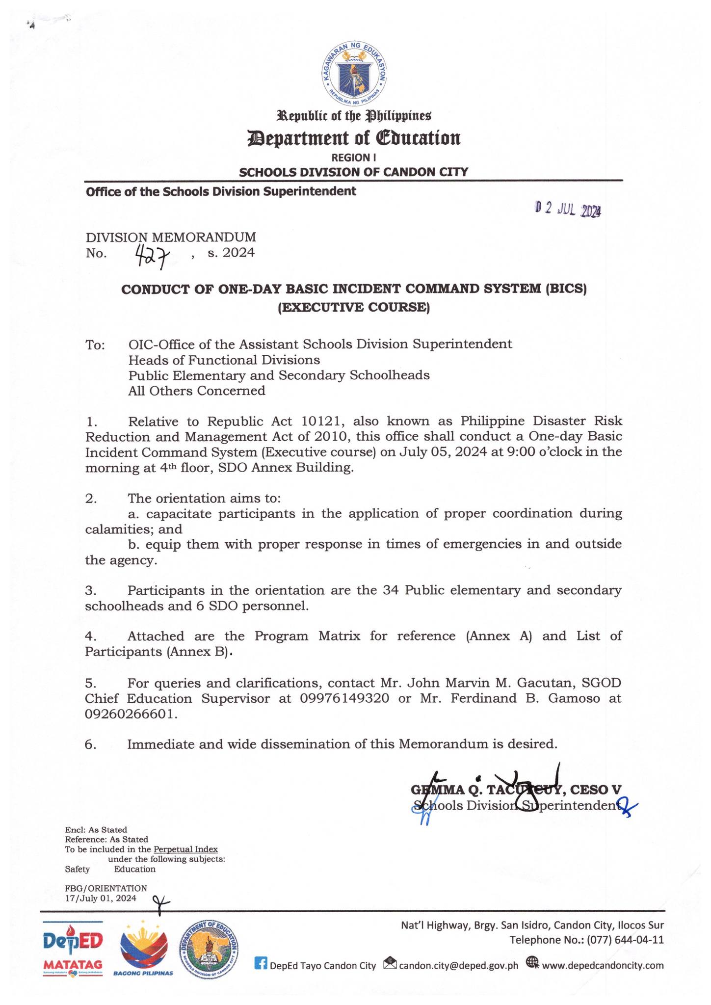Division Memorandum No.... - DepEd Candon e-Bulletin Board | Facebook