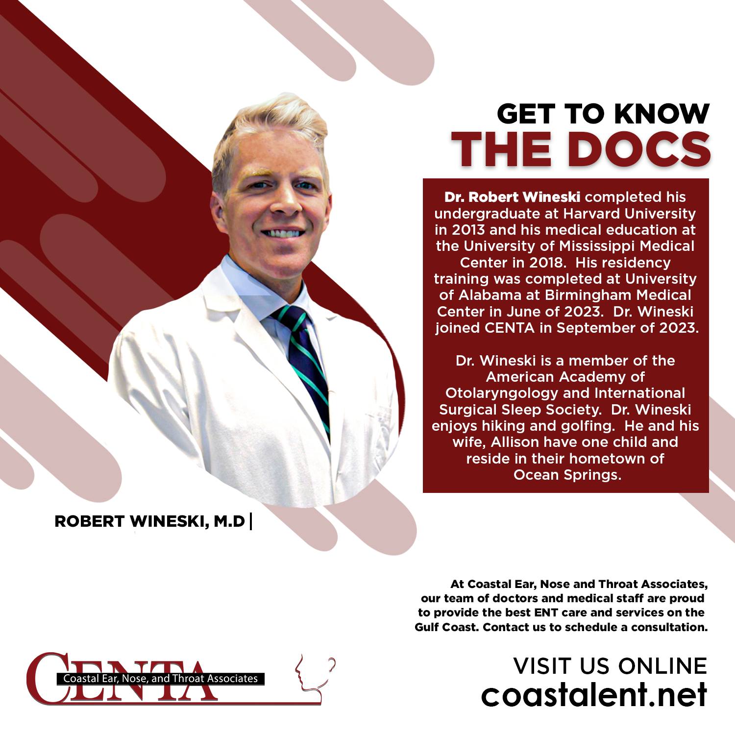 Coastal - 👨‍⚕️GET TO KNOW THE DOCS👨‍⚕️ Dr. Robert Wineski, MD completed ...