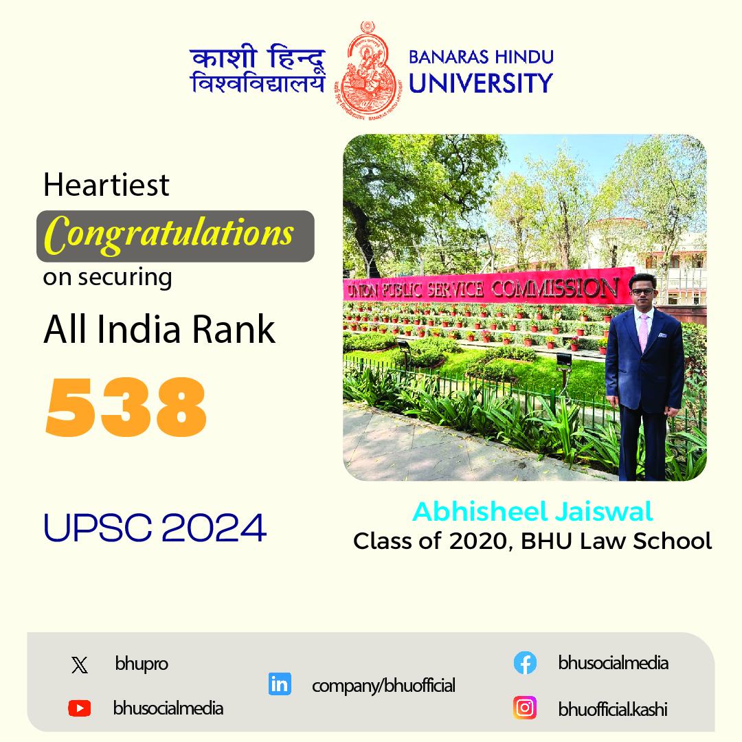 Banaras - #MakingBHUProud Heartiest congratulations to Mr. Abhisheel ...