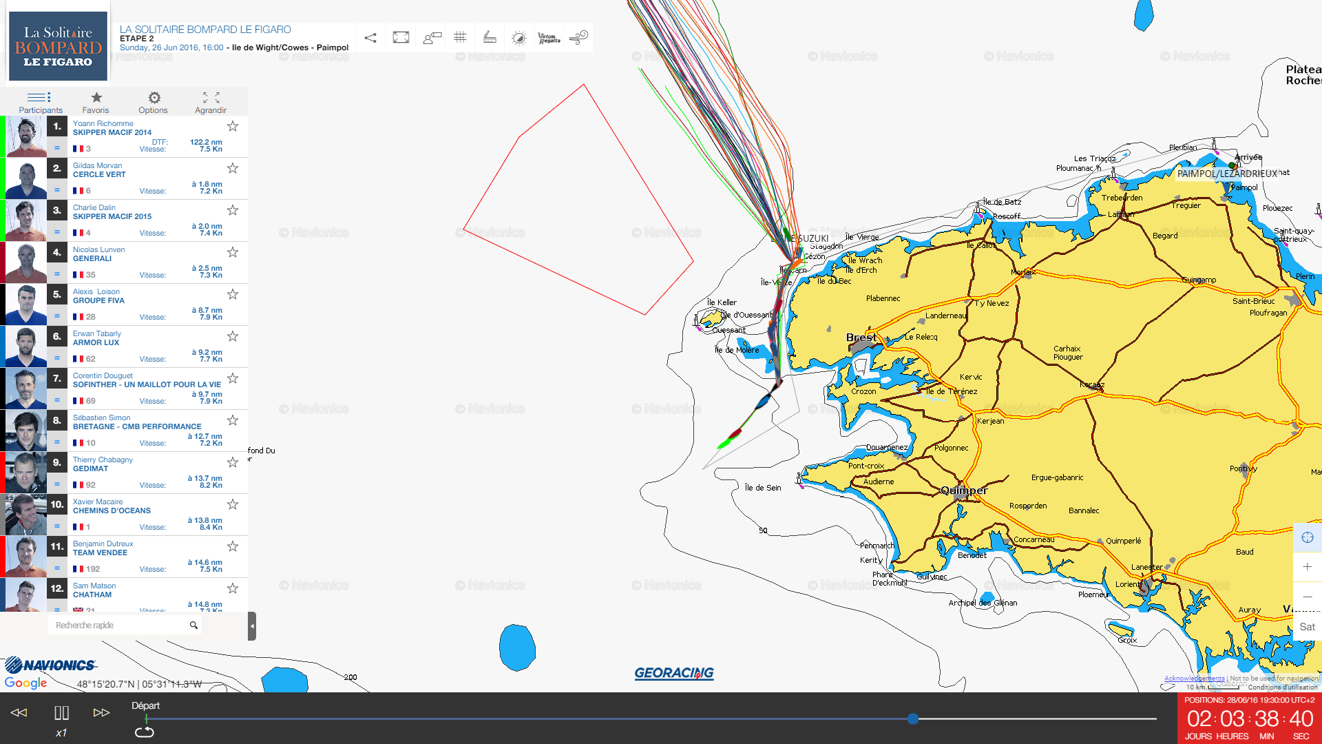 Navionics - Deuxième étape la solitaire Bompard le Figaro en direct sur ...
