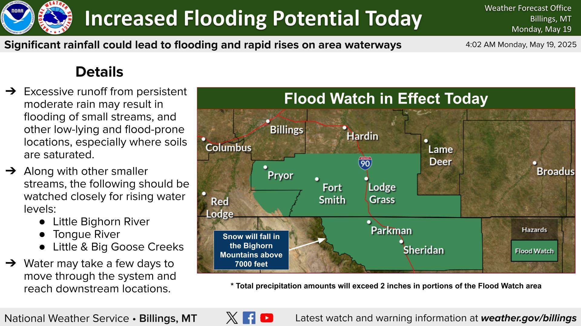 US - 5/19 6:00pm The Flood Watch has been allowed to expire. Where ...