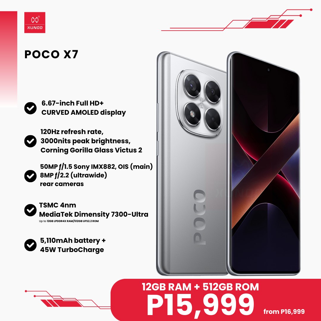 XUNDD - POCO X7 5G 12GB RAM/512GB ROM - P15,999 (from P16,999) LIMITED ...