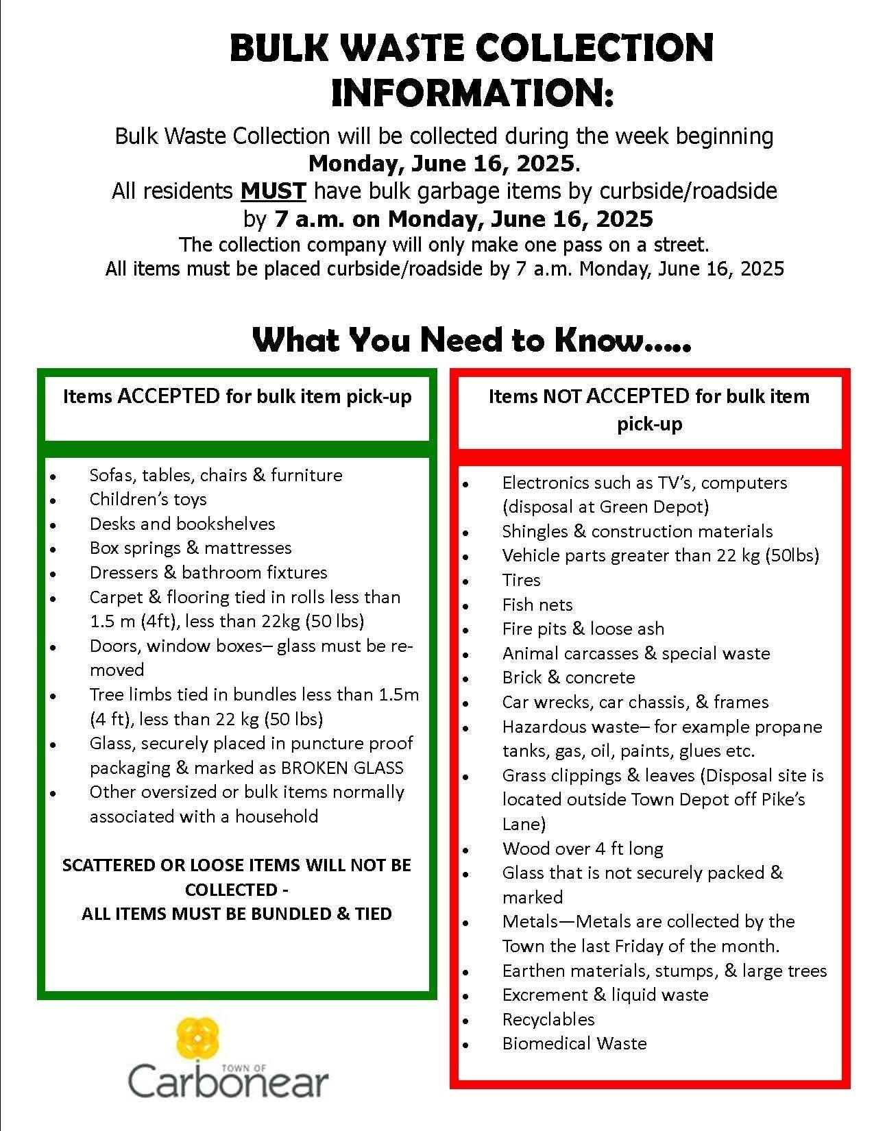 Town - Bulk Waste Collection will be collected during the week ...