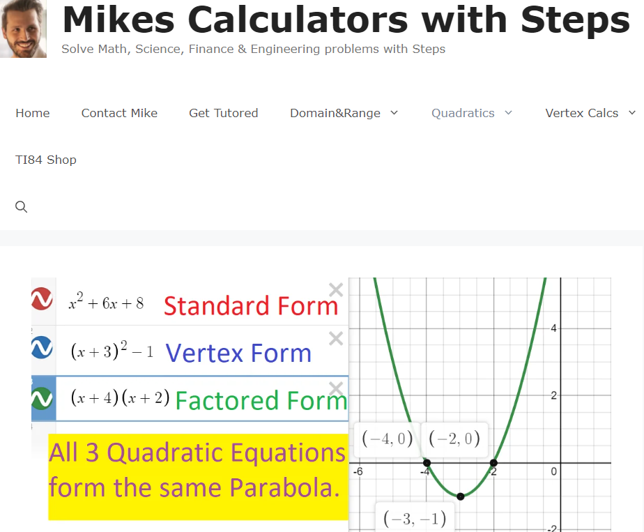 Mike's Online Tutoring + Online Calculators