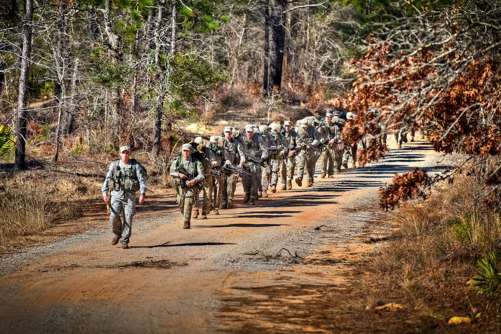 U.S. Army - U.S. Army Ranger students march to the assembly area to ...