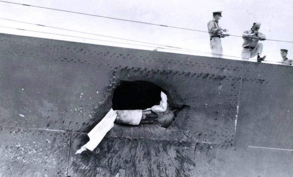Naval History & Heritage Command - USS South Dakota (BB 57), damage ...