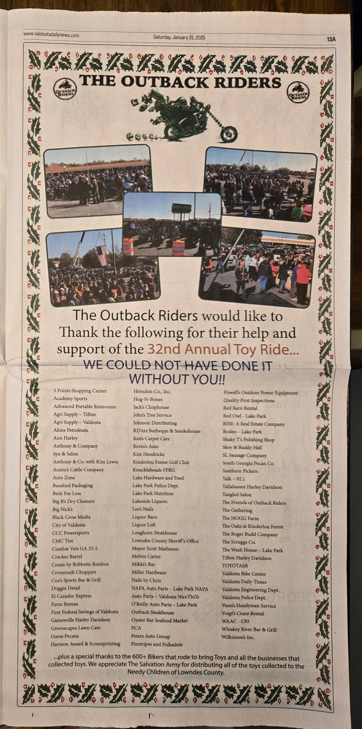 Outback Riders Annual Toy Ride Valdosta Georgia